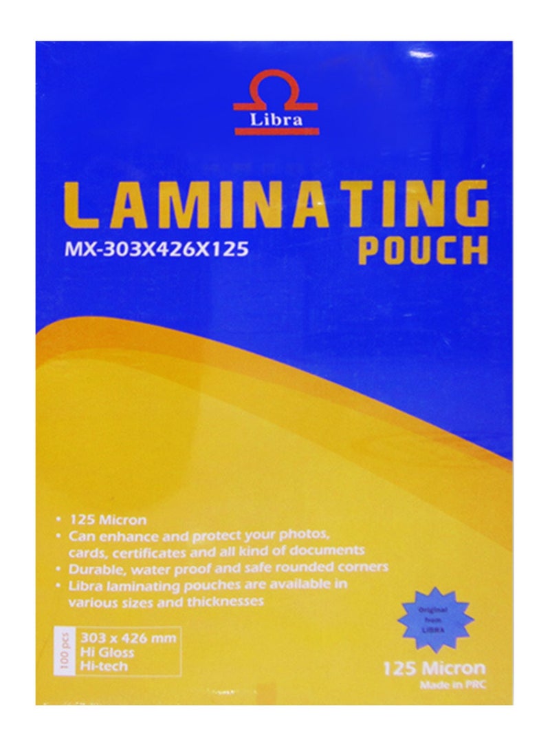 Libra 100-Piece A4 Laminating Pouch Film Set Clear - Image 2