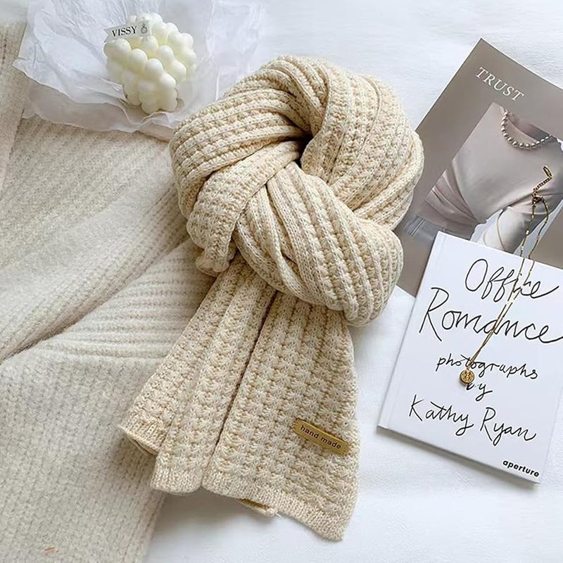 Caramel Knitted Scarf Long Muffler Unisex Lightweight Comfortable Neck Warmer - Image 5