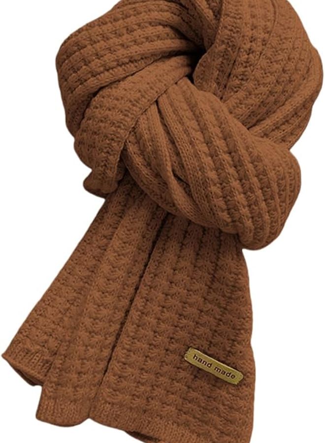 Caramel Knitted Scarf Long Muffler Unisex Lightweight Comfortable Neck Warmer - Image 4