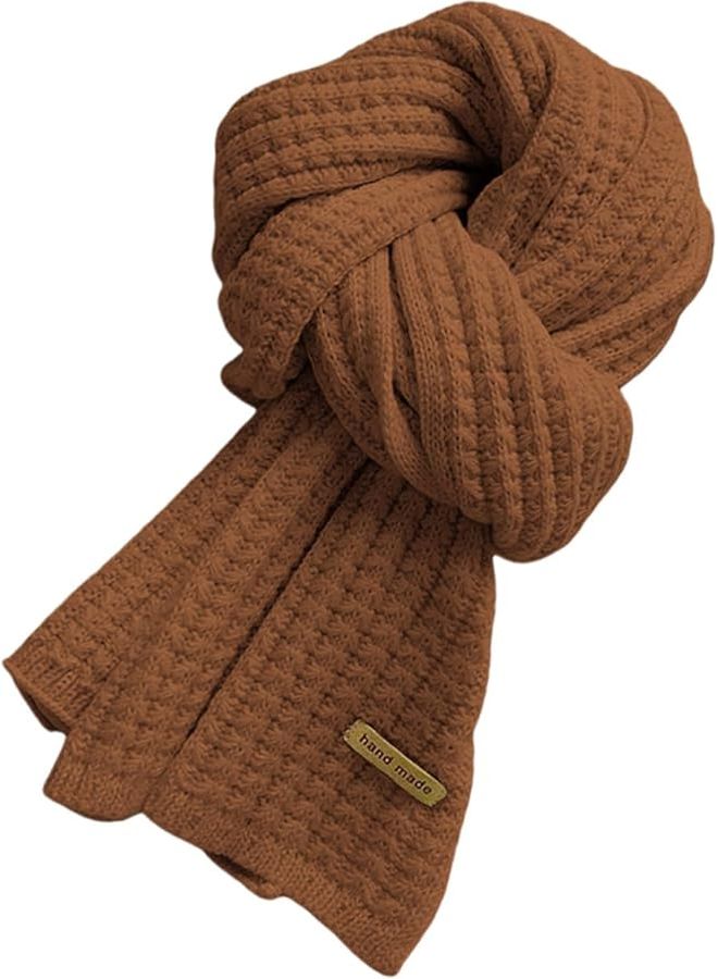 Caramel Knitted Scarf Long Muffler Unisex Lightweight Comfortable Neck Warmer - Image 2