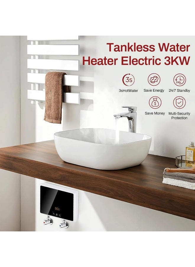 جُودِيَّة سخان ماء كهربائي، تسخين فوري وسريع مزوّد بشاشة LCD، وتحكم بالزر وبجهاز تحكم عن بُعد، قدرة ‎3000W‎ وجهد ‎220V‎ للاستخدام في المنزل والمطبخ والحمّام. - Image 3