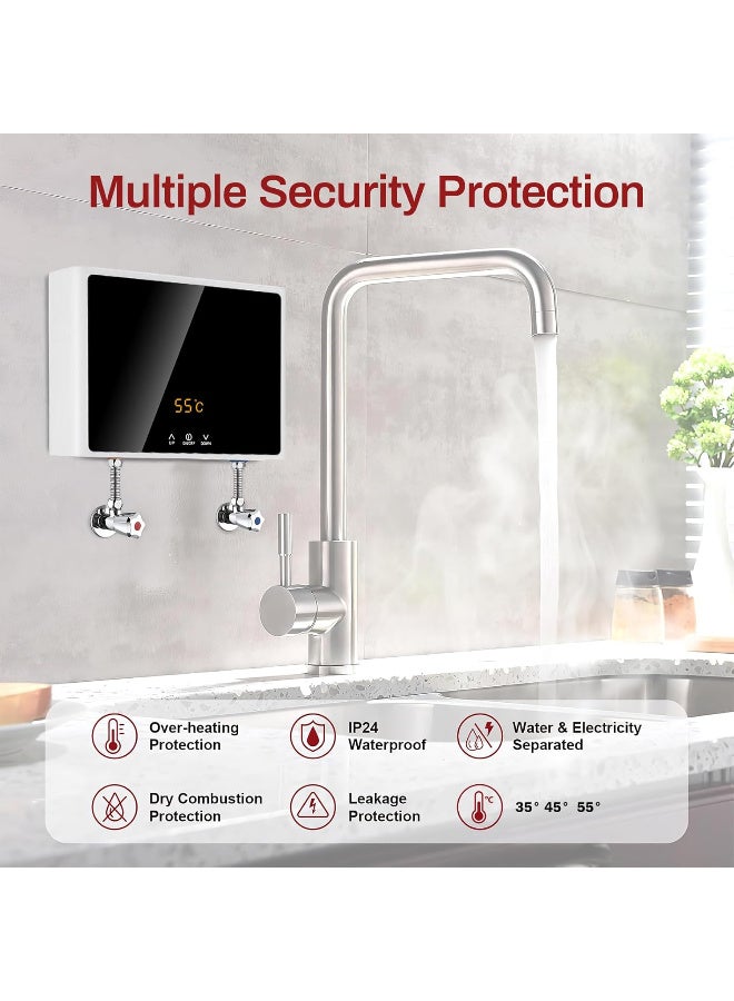 جُودِيَّة سخان ماء كهربائي، تسخين فوري وسريع مزوّد بشاشة LCD، وتحكم بالزر وبجهاز تحكم عن بُعد، قدرة ‎3000W‎ وجهد ‎220V‎ للاستخدام في المنزل والمطبخ والحمّام. - Image 4