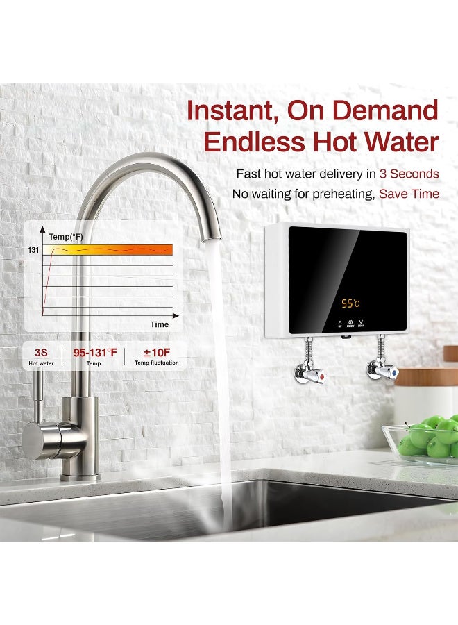 جُودِيَّة سخان ماء كهربائي، تسخين فوري وسريع مزوّد بشاشة LCD، وتحكم بالزر وبجهاز تحكم عن بُعد، قدرة ‎3000W‎ وجهد ‎220V‎ للاستخدام في المنزل والمطبخ والحمّام. - Image 5