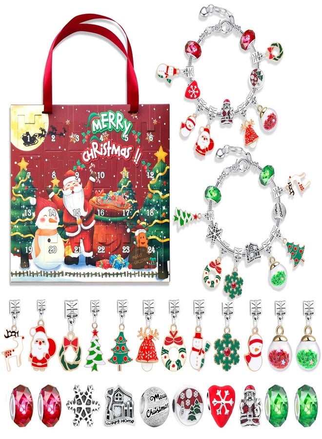 رومانتيك أنجلز تقويمات العد التنازلي لعيد الميلاد للأطفال 2025، تقويم العد التنازلي للفتيات المراهقات، تقويم العد التنازلي لعيد الميلاد لمدة 24 يومًا: مجموعة صنع المجوهرات بنفسك مع 22 خرزة ساحرة وسوارين - Image 1