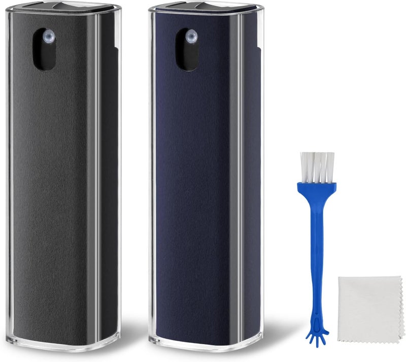 JiaTeums Natural Screen Cleaner Spray 12ml Cleaner and Reusable Microfiber Cloth Set, 2 Bottles Screen Cleaner for Smartphone, Touch Screen, Laptop, iPad (Gray+Blue) - Image 1