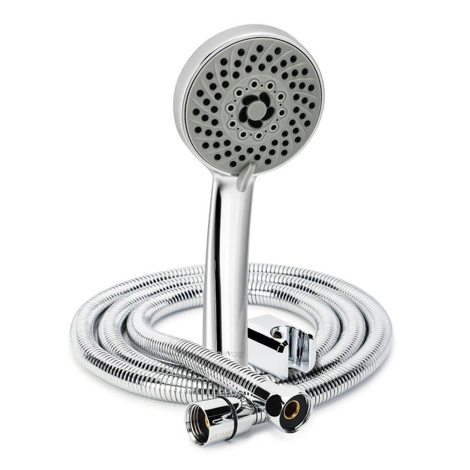 HAND SHOWER MULTIFUNCTION 4X4 INCHES HYDROBLOOM WITH 15 METER SHOWER HOSE AND WALL HOOK CHROME PLATED WITH HIGH GRADE KOREAN ABS MATERIAL FROM LG FOR HIGH END LUXURY BATHROOMS SET OF 1