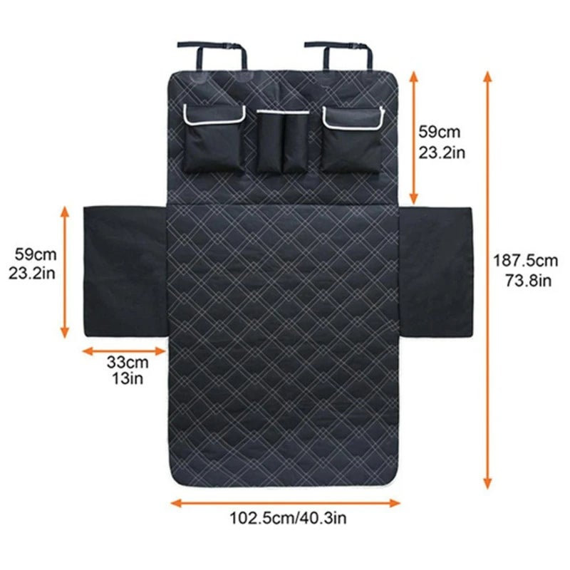 Waterproof Car Pet Mat 187.5cm X 102.5cm Black Extra-Large Coverage - Durable Heavy-Duty Oxford Cloth Foldable Design With Built-In Pockets Car Trunk Liner For SUV Wagon Trunks Pet Owners Travelers - Image 3