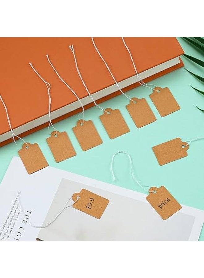 200 Pcs Kraft Price Tags, Writable Blank Marking Labels Display Tags with Elastic Hanging String, 0.87 x 1.38 Inch - Image 4