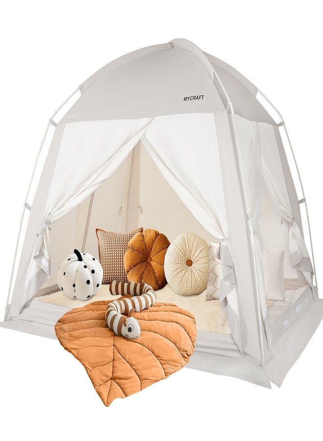 Mycraft Full Size Bed Tents Canopy Bed-Privacy Dream Tent for Cozy Indoor Sleeping, Light-Reducing,and Breathable, with 4 Doors Floor Tent Bed - Image 1