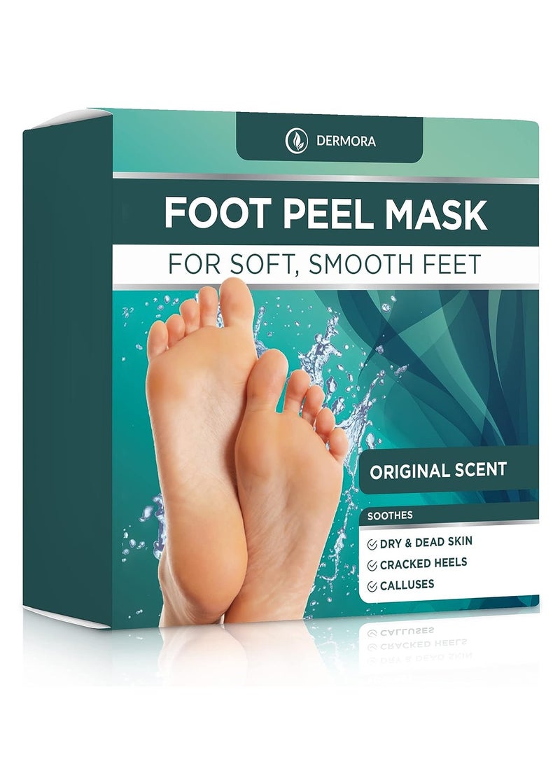 Dermora Dermora Foot Peel Mask - 2 Pack of Regular Skin Exfoliating Foot Masks for Dry, Cracked Feet, Callus, Dead Skin Remover - Feet Peeling Mask for Soft Baby Feet, Original Scent  - Image 1