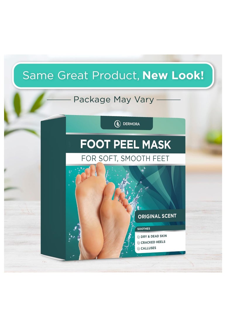Dermora Dermora Foot Peel Mask - 2 Pack of Regular Skin Exfoliating Foot Masks for Dry, Cracked Feet, Callus, Dead Skin Remover - Feet Peeling Mask for Soft Baby Feet, Original Scent  - Image 2