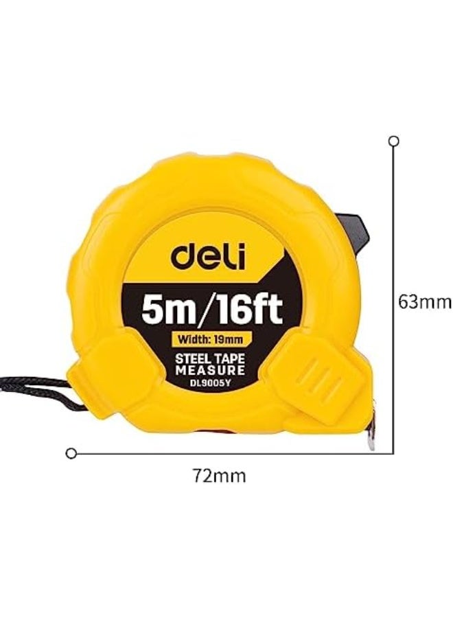 Deli Measuring Tape, 5m x 19mm – Sturdy Retractable Steel Tape - Image 3