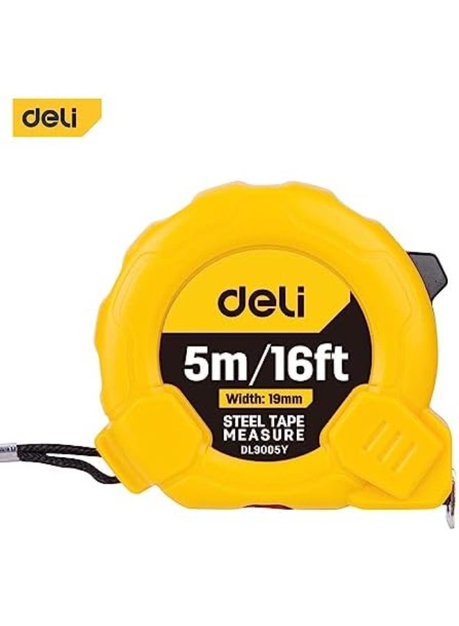 Deli Measuring Tape, 5m x 19mm – Sturdy Retractable Steel Tape - Image 2