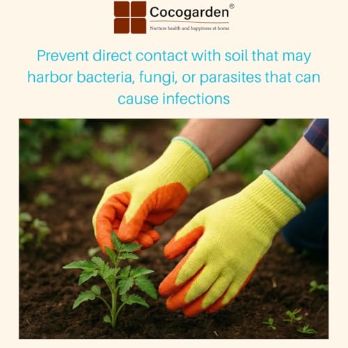 cocogarden Rubber Coated Cotton Garden Safety Gloves, 2 Pairs - Image 4