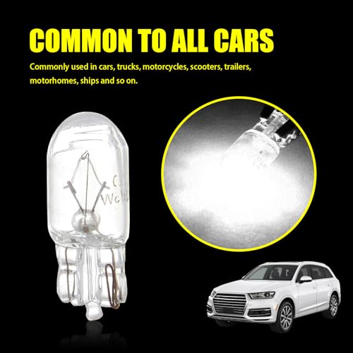 Tesnaao Pack-10 T10 Car Brake Lights, T10 168 192 12V 5WDouble-wire Vehicle Turn Signal Tail Light Replacements, Universal Waterproof Automotive Lighting Accessories for Truck SUV Car (White Light) - Image 5