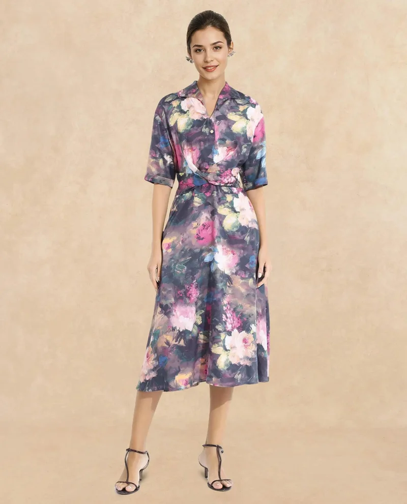ريريزم Women's Abstract Printed Floral Maxi Dress