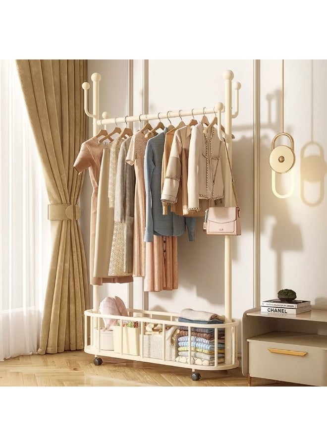 SHEE ONE Luxurious metal clothes hanger on wheels - a clothes organizer with a modern and practical design, white - Image 1