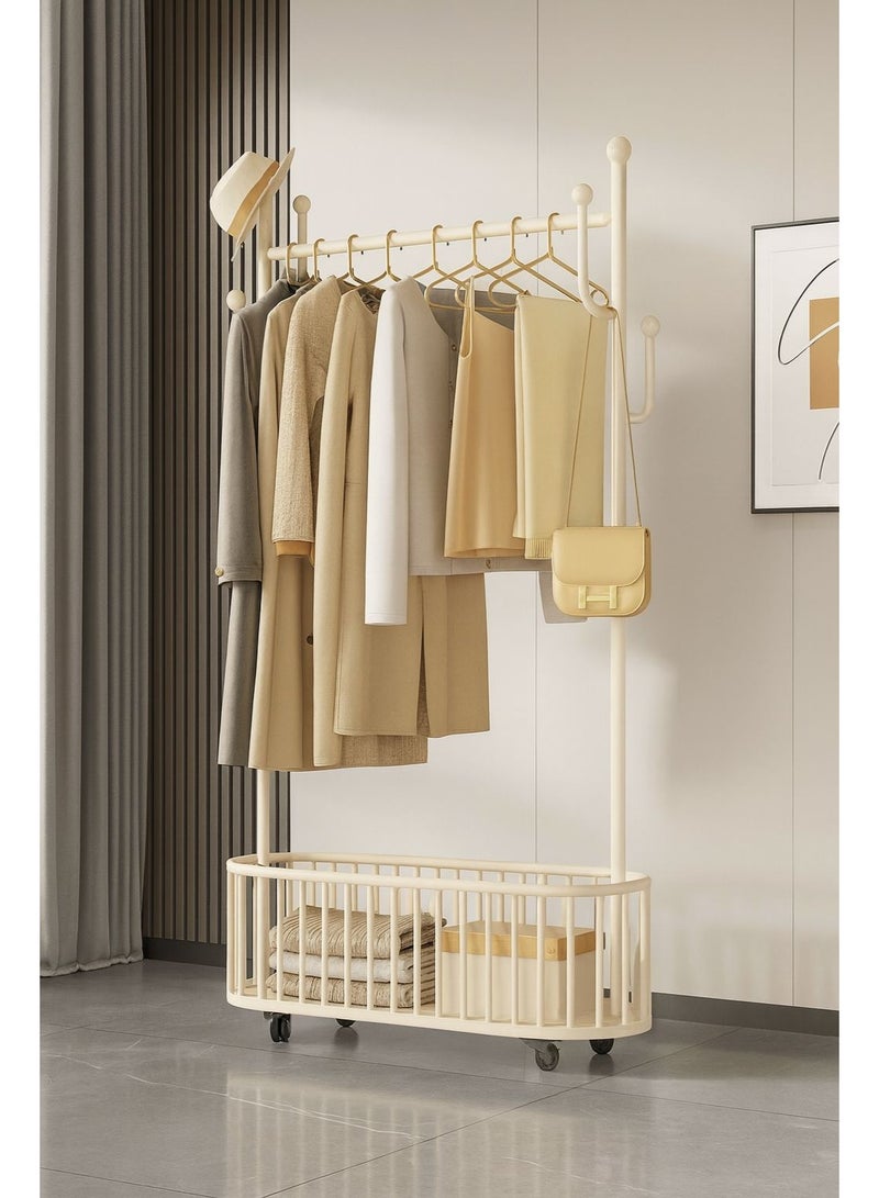 SHEE ONE Luxurious metal clothes hanger on wheels - a clothes organizer with a modern and practical design, white - Image 2