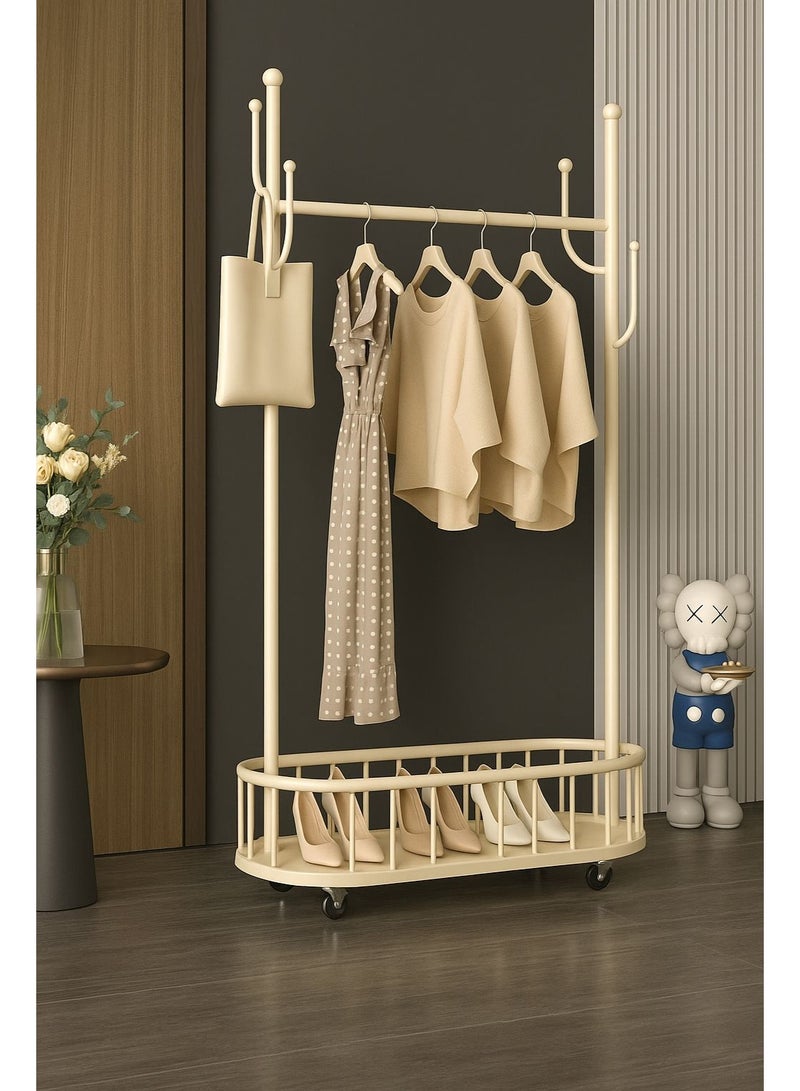 SHEE ONE Luxurious metal clothes hanger on wheels - a clothes organizer with a modern and practical design, white - Image 3