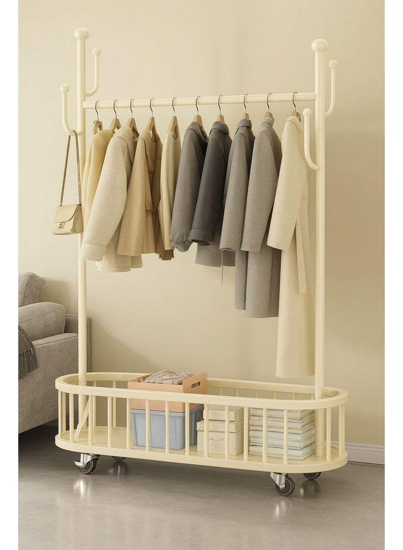 SHEE ONE Luxurious metal clothes hanger on wheels - a clothes organizer with a modern and practical design, white - Image 4