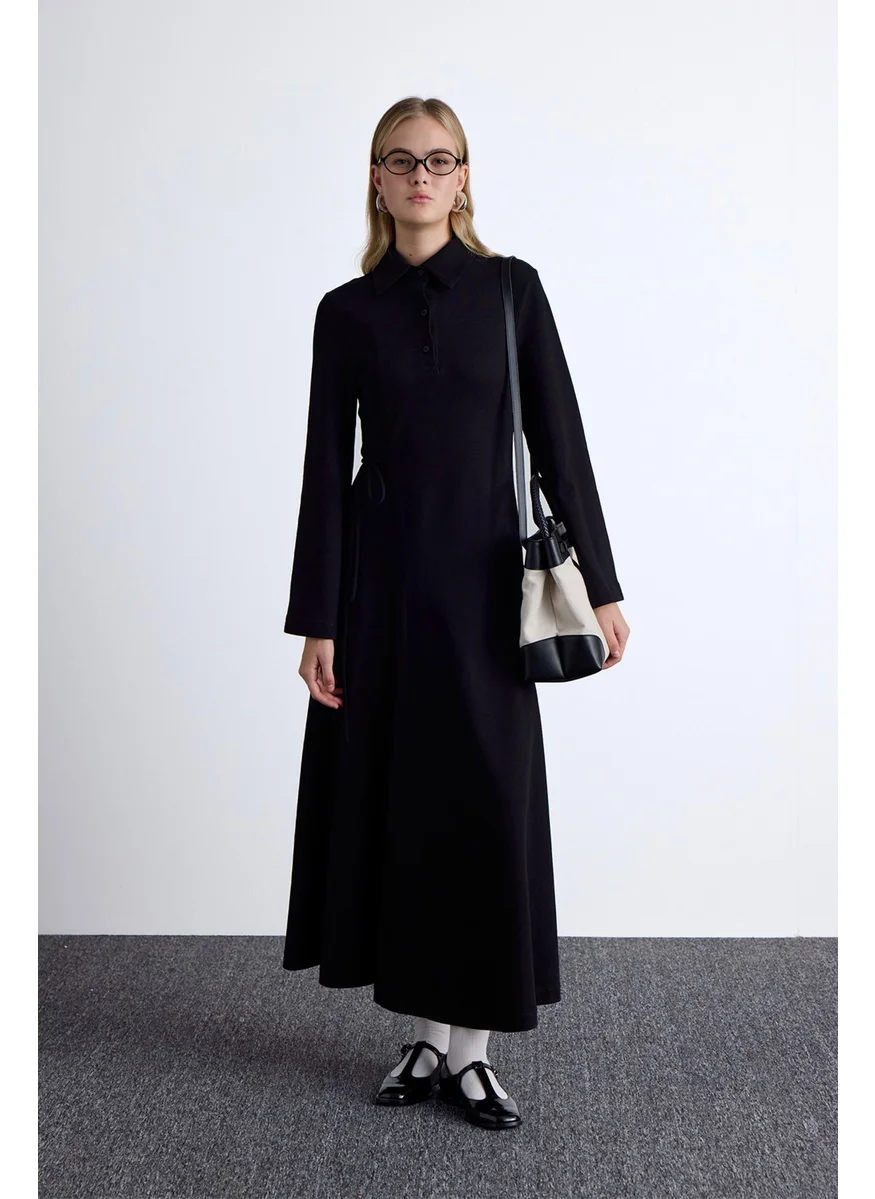 Manuka Premium Knitted Collared Dress Black