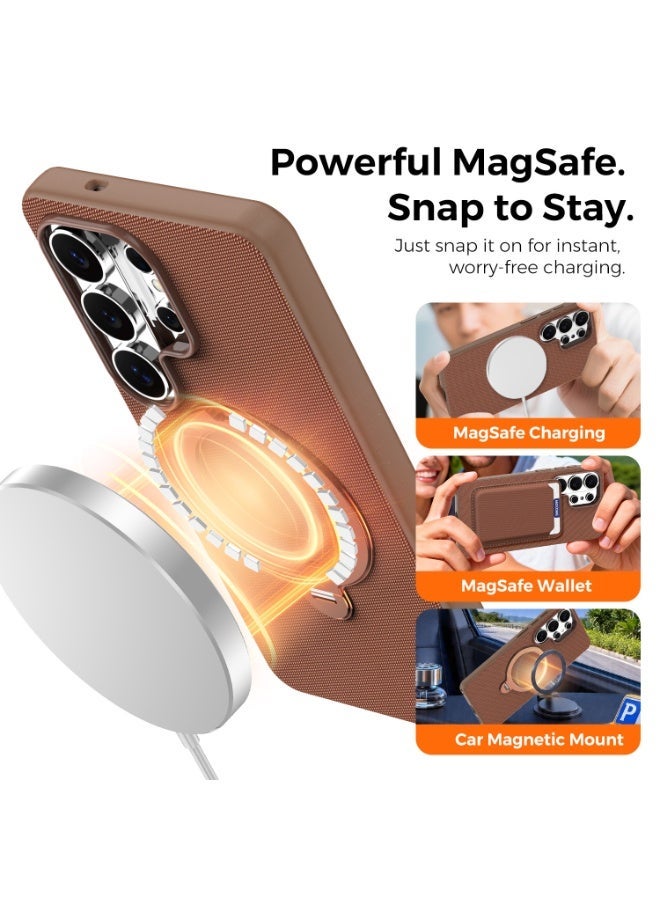 Tech Fabric Magnetic Invisible Rotating Stand Phone Case for Samsung Galaxy S26 Ultra / S25 Ultra / S24 Ultra / S23 Ultra, Dual Raised Edges Shockproof Cover - Image 5