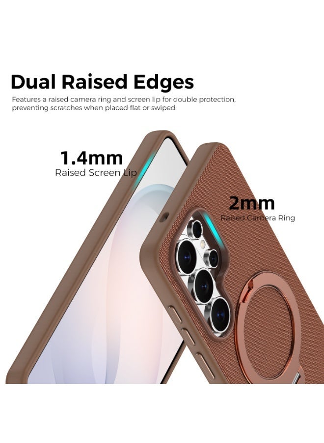 Tech Fabric Magnetic Invisible Rotating Stand Phone Case for Samsung Galaxy S26 Ultra / S25 Ultra / S24 Ultra / S23 Ultra, Dual Raised Edges Shockproof Cover - Image 3