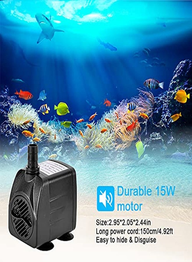 أن.سي مضخة نافورة بقدرة 264 جالون/ساعة (1000 لتر/ساعة، 15 واط)، مضخة مياه غاطسة بارتفاع رفع 4 أقدام، فوهتان لأحواض السمك، وأحواض الأسماك، والبرك الخارجية، والتماثيل، والزراعة المائية، ونوافير الحدائق الخلفية وحدائق التماثيل. - Image 3