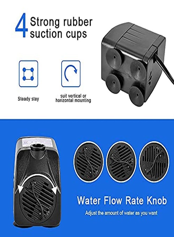 أن.سي مضخة نافورة بقدرة 264 جالون/ساعة (1000 لتر/ساعة، 15 واط)، مضخة مياه غاطسة بارتفاع رفع 4 أقدام، فوهتان لأحواض السمك، وأحواض الأسماك، والبرك الخارجية، والتماثيل، والزراعة المائية، ونوافير الحدائق الخلفية وحدائق التماثيل. - Image 4