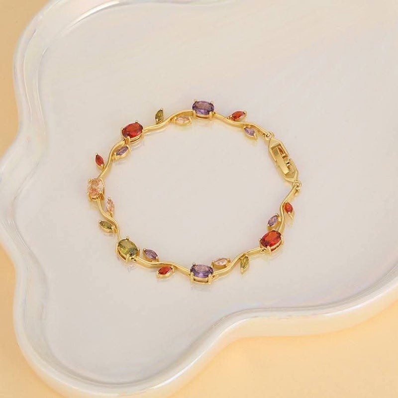 Colorful Zirconic Tulipe Chinese Gold Bracelet - Image 1