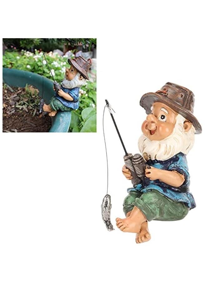 Generic - Garden Fishing Gnomes Statue,Fishing Gnome Sitter Funny UV Resistant Resin Decorative Outdoor Garden Lawn Gnome for Yard Lawn Birthday Accessories - Image 1