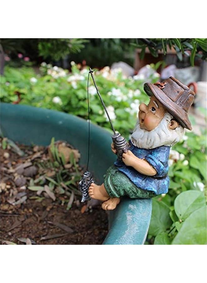 Generic - Garden Fishing Gnomes Statue,Fishing Gnome Sitter Funny UV Resistant Resin Decorative Outdoor Garden Lawn Gnome for Yard Lawn Birthday Accessories - Image 1