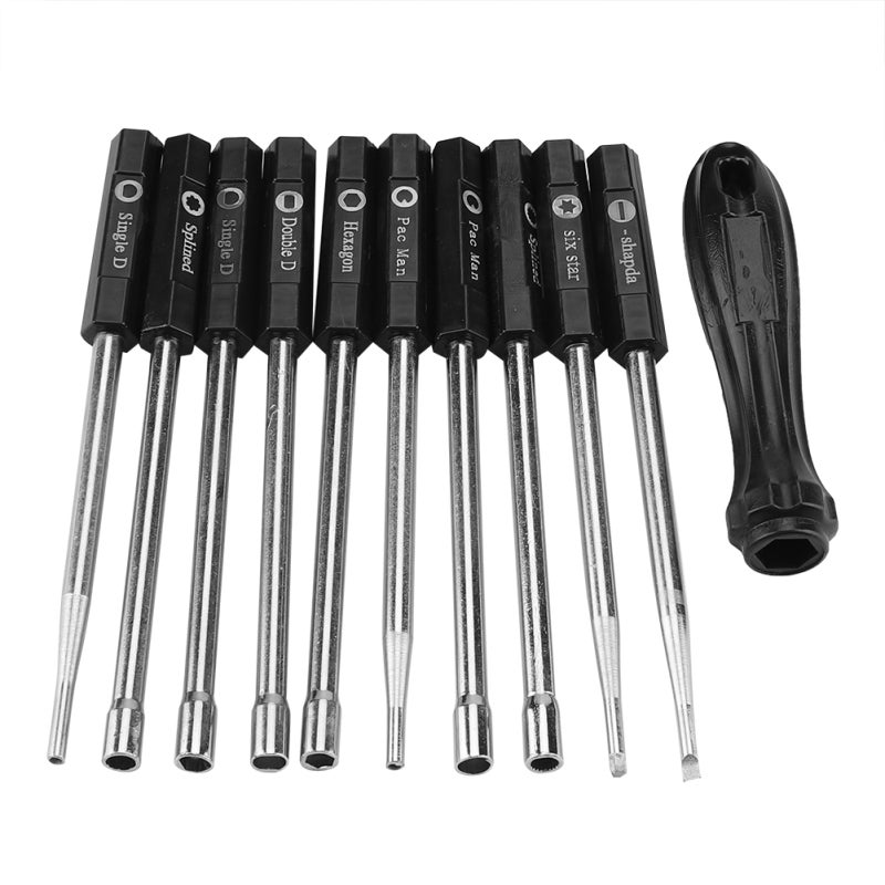 10 PCS Carburetor Adjustment Set Screwdriver Card Tool Splined Pacman Double D Type - Image 4