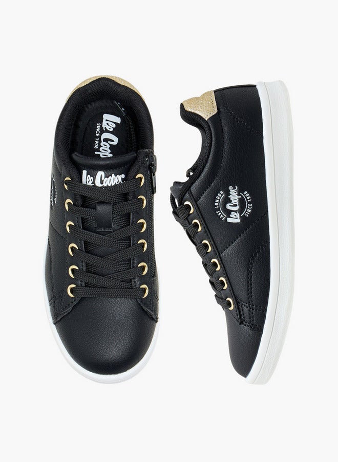 Lee Cooper Girl's Logo Detail Sneakers with Lace-Up Closure - Image 1