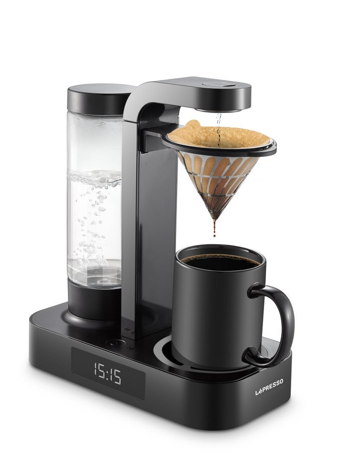BREW TIME DRIP COFFEE MAKER WITH MULTIPLE BREWING MODES, STAINLESS STEEL FUNNEL, 250ML CERAMIC CUP, 500ML WATER TANK, OVERHEAT-PROTECTION, BREW COFFEE MACHINE - BLACK