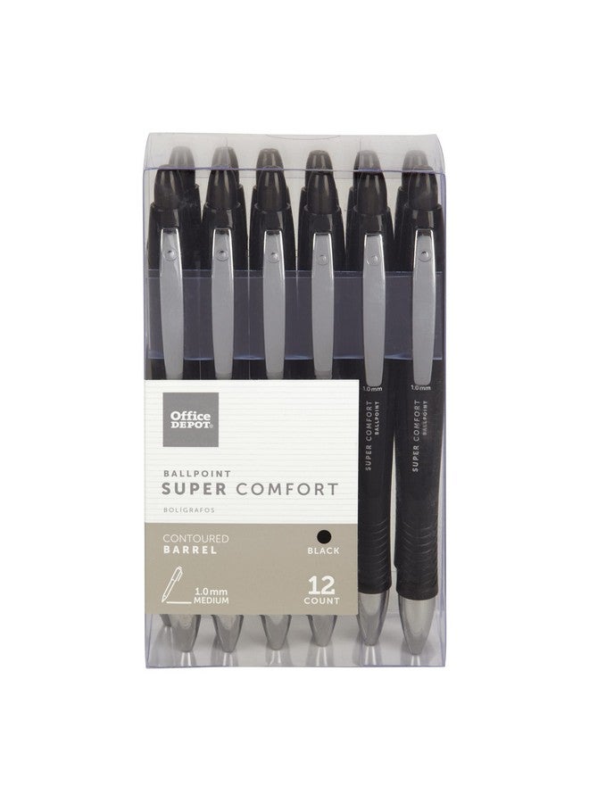 أوفيس ديبوت أقلام حبر جاف قابلة للسحب من Super Comfort Grip، مقاس 1.0 مم، طرف متوسط، حبر أسود، عبوة من 12 قطعة، Od36101 - Image 3