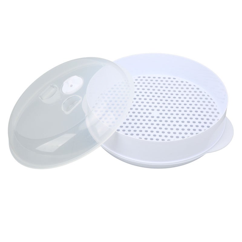 Microwave Steamers Transparent Cover Deformation Resistant Heated Steamer with Lid Handle for Home Kitchen Large Single Layer - Image 4