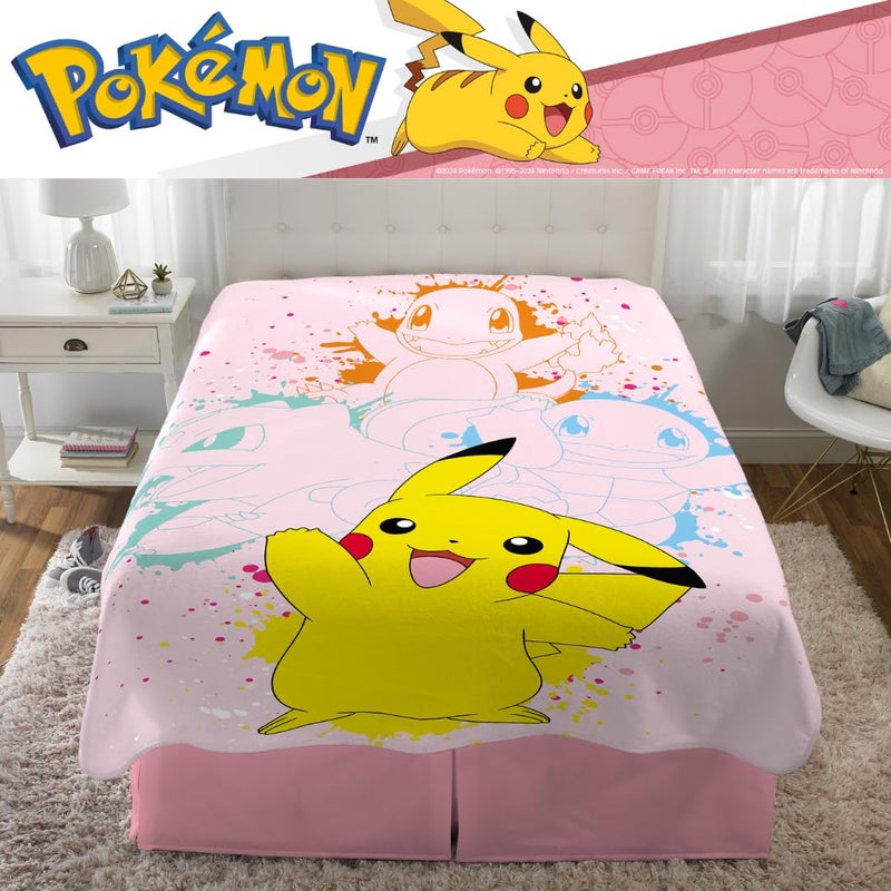 Franco Pokemon Girl Pikachu Kids Bedding Super Soft Cozy Throw Blanket  62 in x 90 in  (Officially Licensed Product) Kids - Image 5