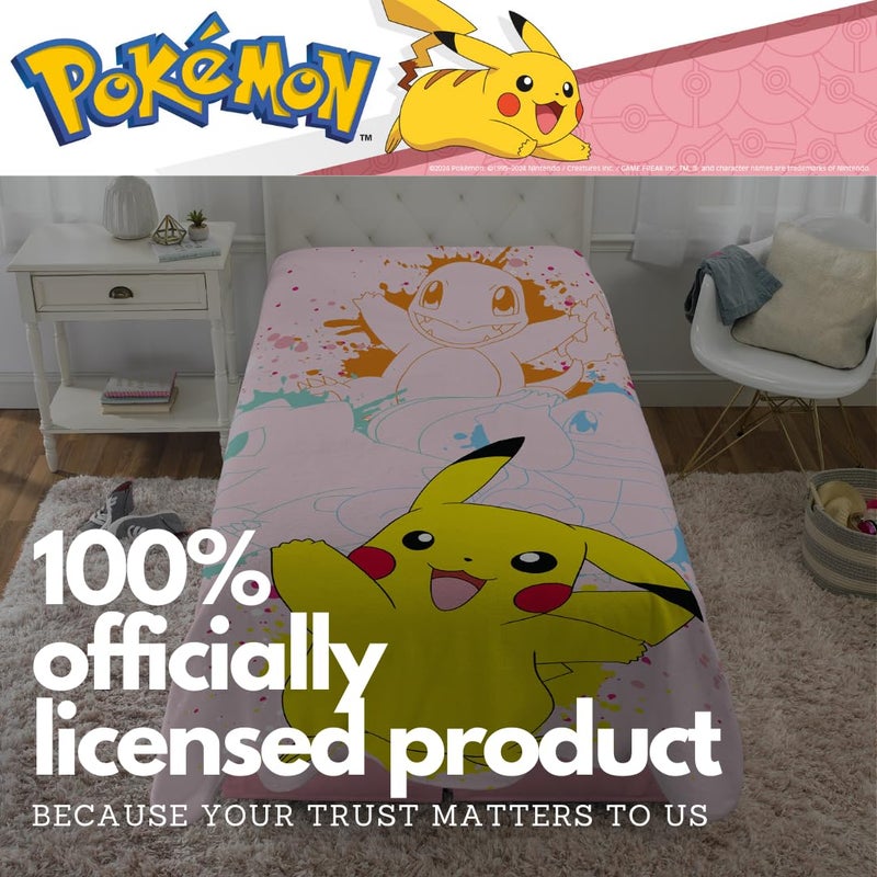 Franco Pokemon Girl Pikachu Kids Bedding Super Soft Cozy Throw Blanket  62 in x 90 in  (Officially Licensed Product) Kids - Image 4