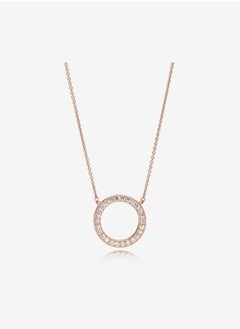 Pandora Rose logo reversible collier with clear cubic zirconia and rose gold plating