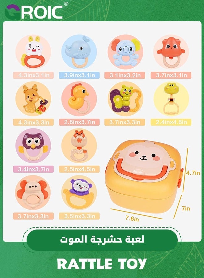 GROIC 2 Pcs Baby Rattles Toys Set with Box,Teether, Shaker, Spin and Grab Infant for Babies, Sensory Toddle Toy Set,Development Learning Music Toy,Infant Shake Rattle - Image 3