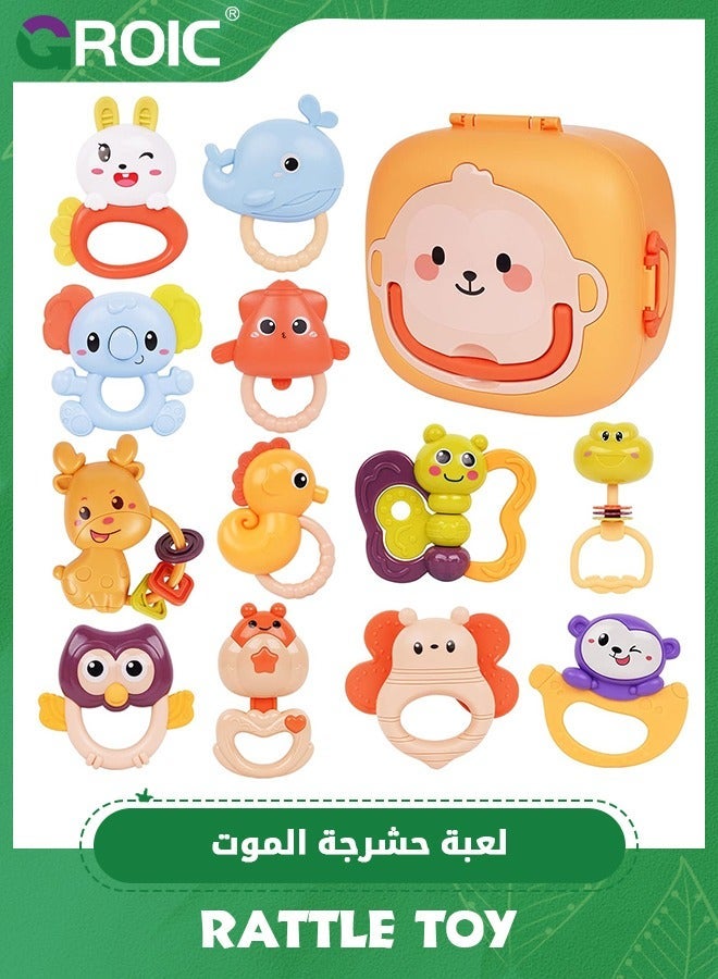 GROIC 2 Pcs Baby Rattles Toys Set with Box,Teether, Shaker, Spin and Grab Infant for Babies, Sensory Toddle Toy Set,Development Learning Music Toy,Infant Shake Rattle - Image 1