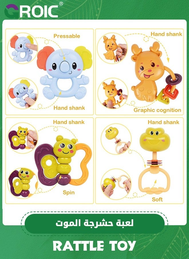 GROIC 2 Pcs Baby Rattles Toys Set with Box,Teether, Shaker, Spin and Grab Infant for Babies, Sensory Toddle Toy Set,Development Learning Music Toy,Infant Shake Rattle - Image 2
