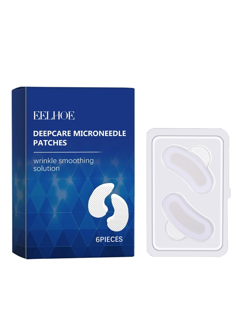 EELHOE 6PCS Dissolving Microneedle Eye Patches,Microglow Eye Patches,Anti Wrinkle Patches,Dissolving Microneedle Wrinkle Patches,Microglow Patches with Hyaluronic Acid & Collagen,under Eye Patches - Image 1