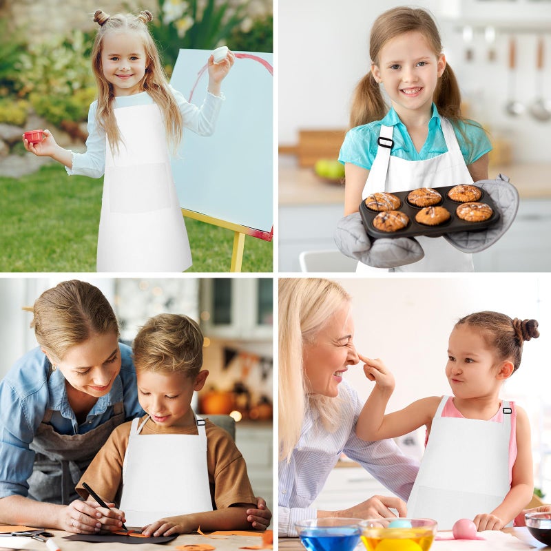 Bouiexye 10 Pack Kids Apron Adjustable Children Apron with 2 Pockets Children Chef Painting Aprons for Cooking Baking Painting Crafts Making (White) - Image 5