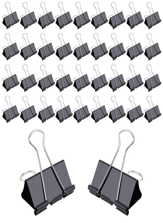 V-chen 144 Pcs Binder Clips, 1-Inch Medium Paper Clamps for Document Clamp, File, Wide Metallic, Office School and Home Supplies（Black） - Image 1