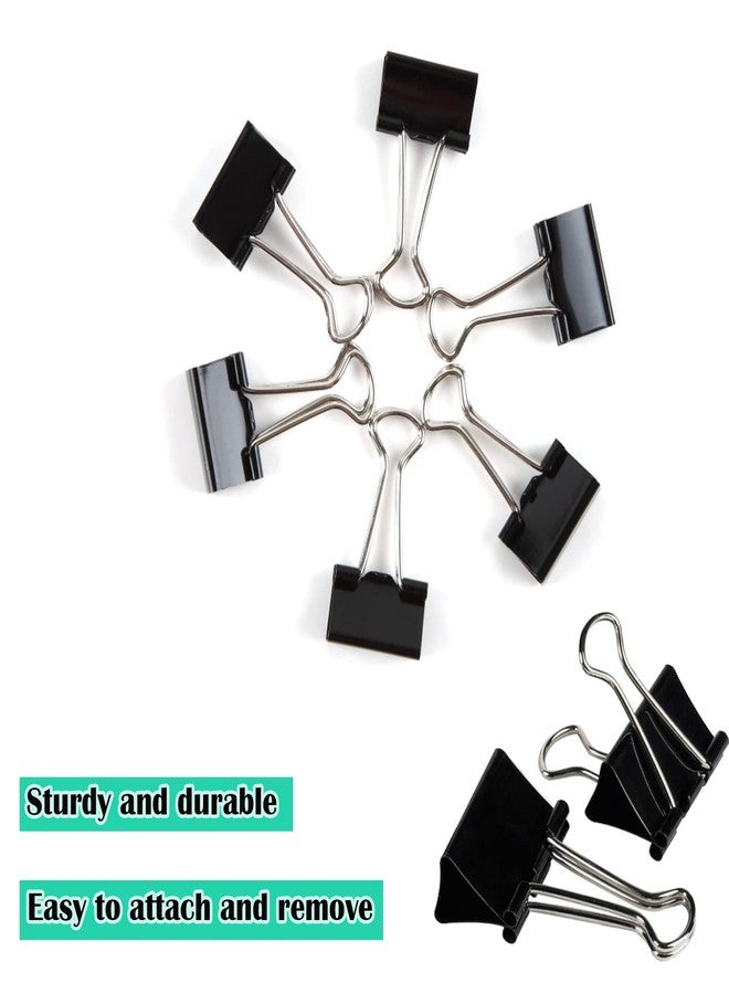 V-chen 144 Pcs Binder Clips, 1-Inch Medium Paper Clamps for Document Clamp, File, Wide Metallic, Office School and Home Supplies（Black） - Image 4