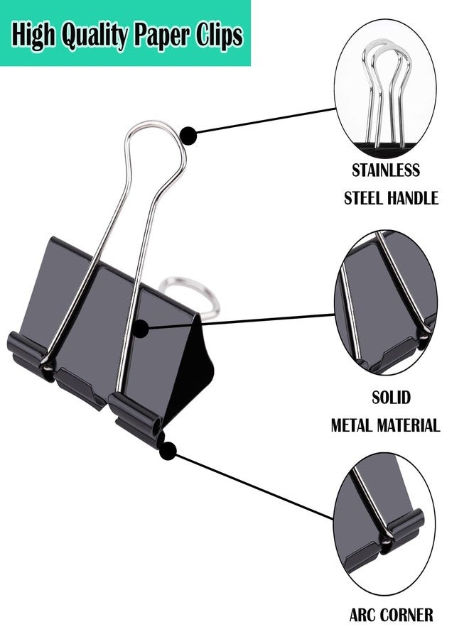 V-chen 144 Pcs Binder Clips, 1-Inch Medium Paper Clamps for Document Clamp, File, Wide Metallic, Office School and Home Supplies（Black） - Image 3