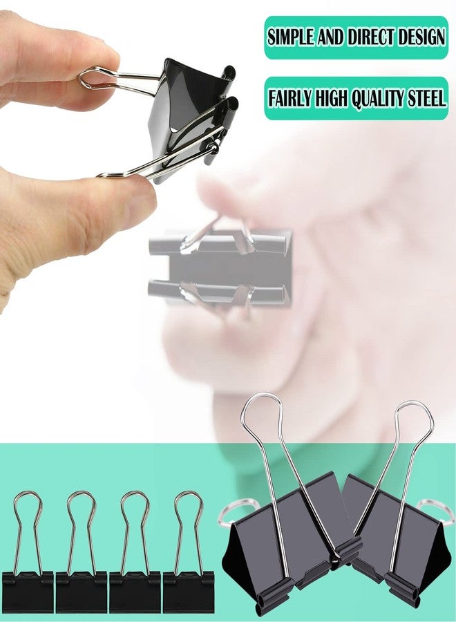 V-chen 144 Pcs Binder Clips, 1-Inch Medium Paper Clamps for Document Clamp, File, Wide Metallic, Office School and Home Supplies（Black） - Image 5