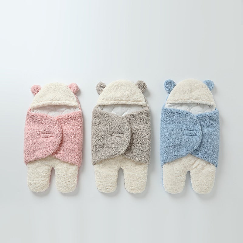 Newborn Swaddle Lamb Velvet Baby Quilted Autumn and Winter Thickeneded Outing Split-Leg Sleeping Bag Baby Quilt Vacuum Packaging - Image 5